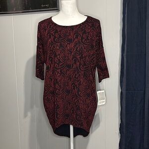Elegant Red and‎ Black Women's Top